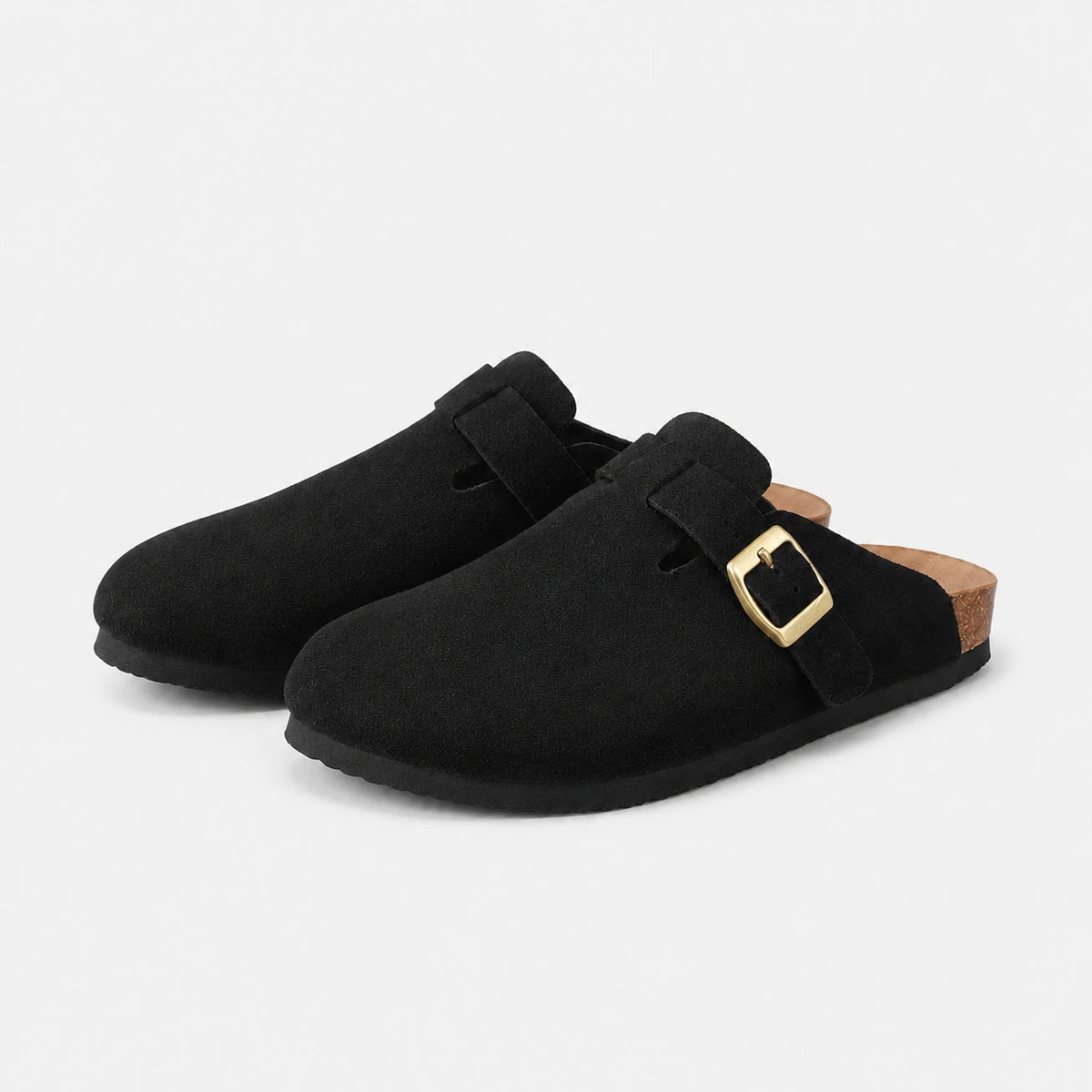 Chausson Mocassin Mule Ouvert Derrière en Daim Suédé Noir | Andrea