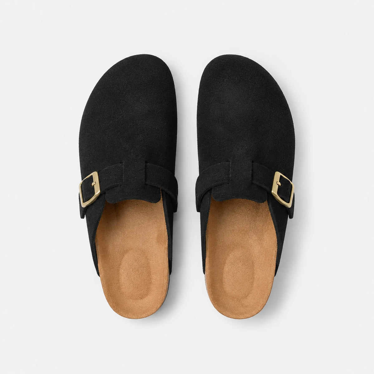Chausson Mocassin Mule Ouvert Derrière en Daim Suédé Noir | Andrea