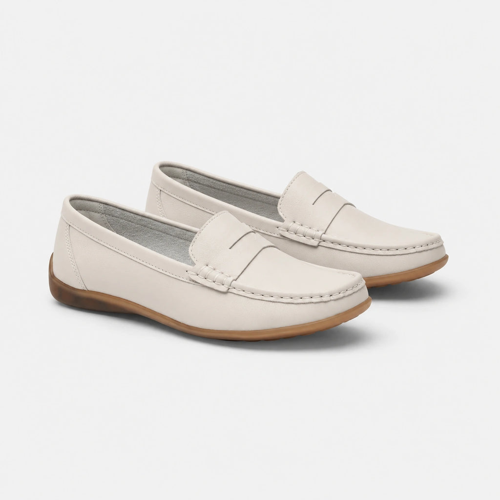 Mocassin en Daim Beige Vintage pour Femme | Apolline