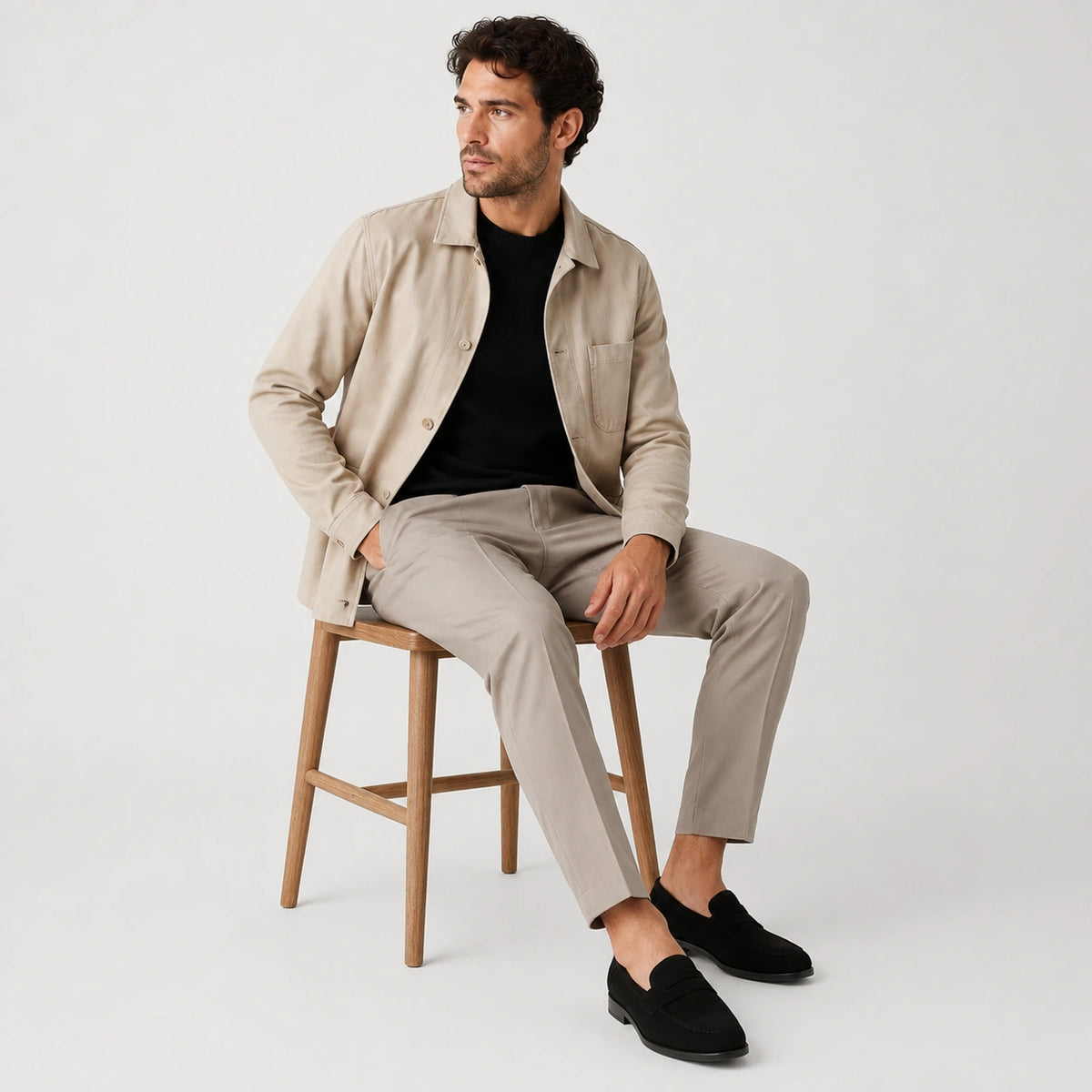 Mocassin Homme Daim Noir | Augustin