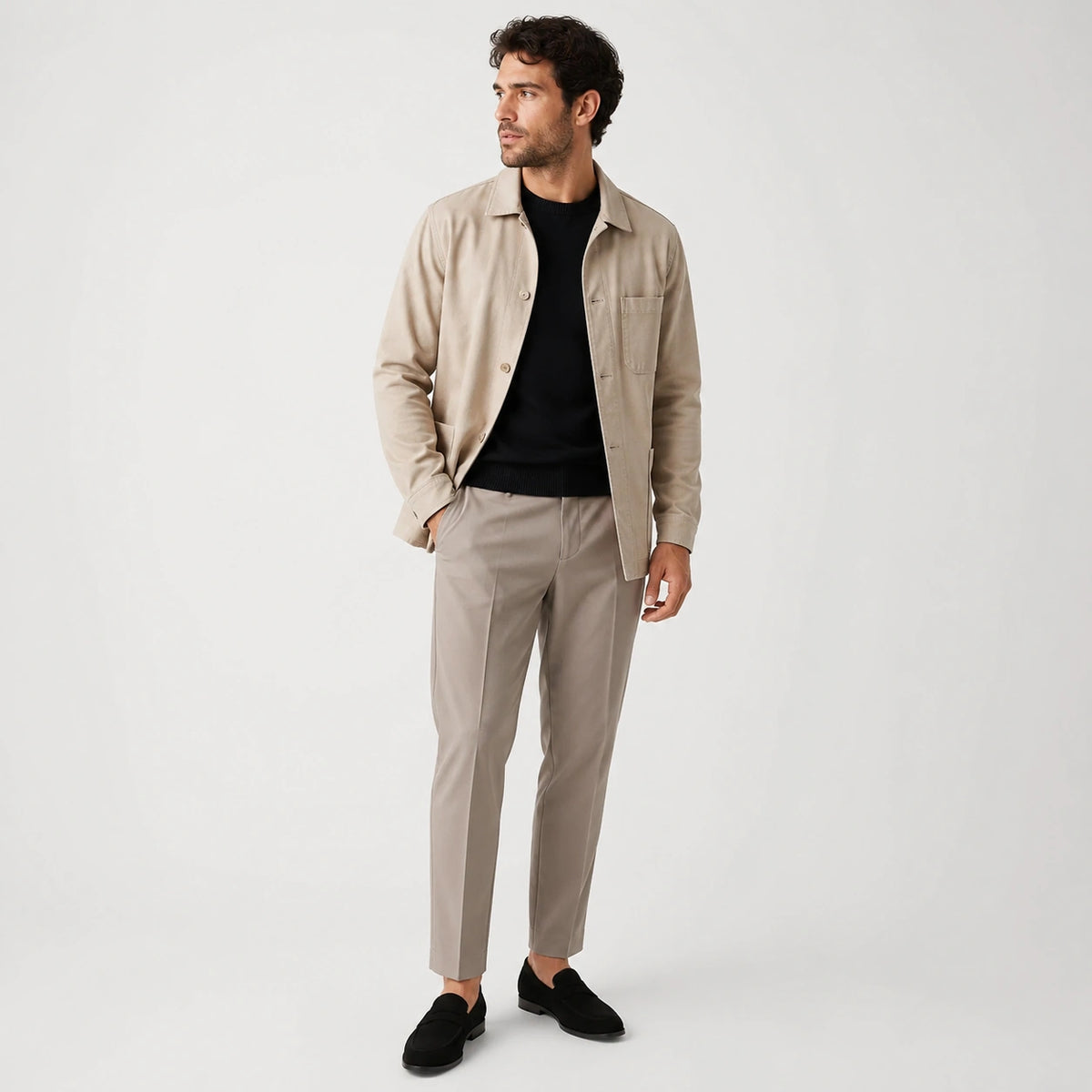 Mocassin Homme Daim Noir | Augustin