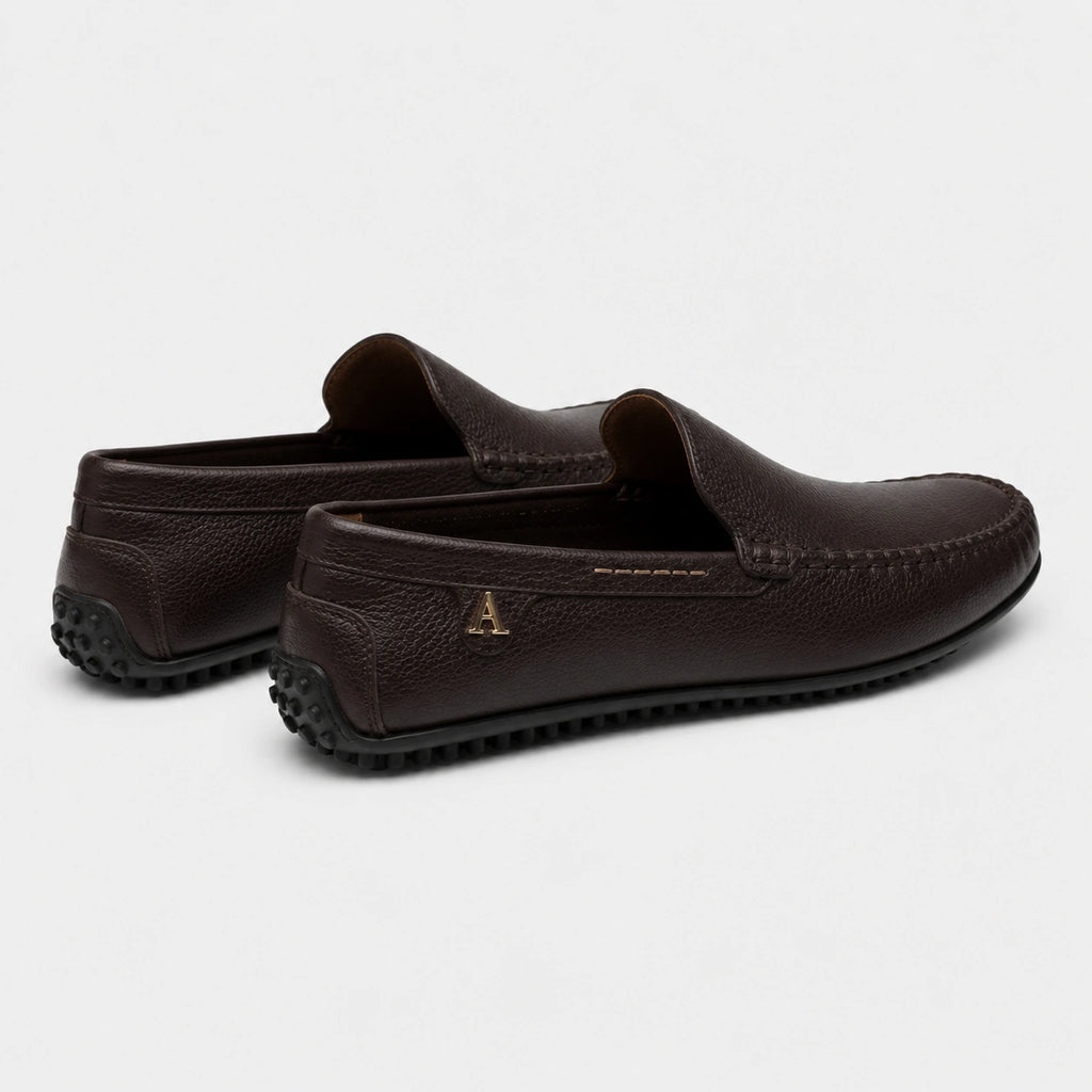 Mocassin en Cuir Marron avec Badge Doré pour Bateau Homme | Bernard