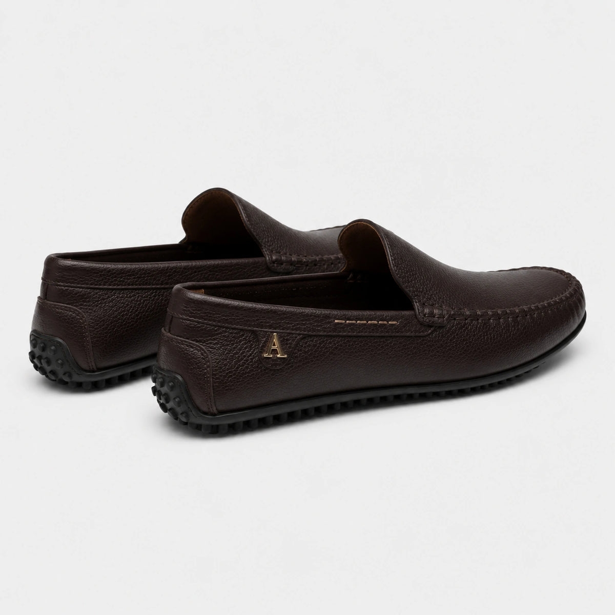 Mocassin en Cuir Marron avec Badge Doré pour Bateau Homme | Bernard