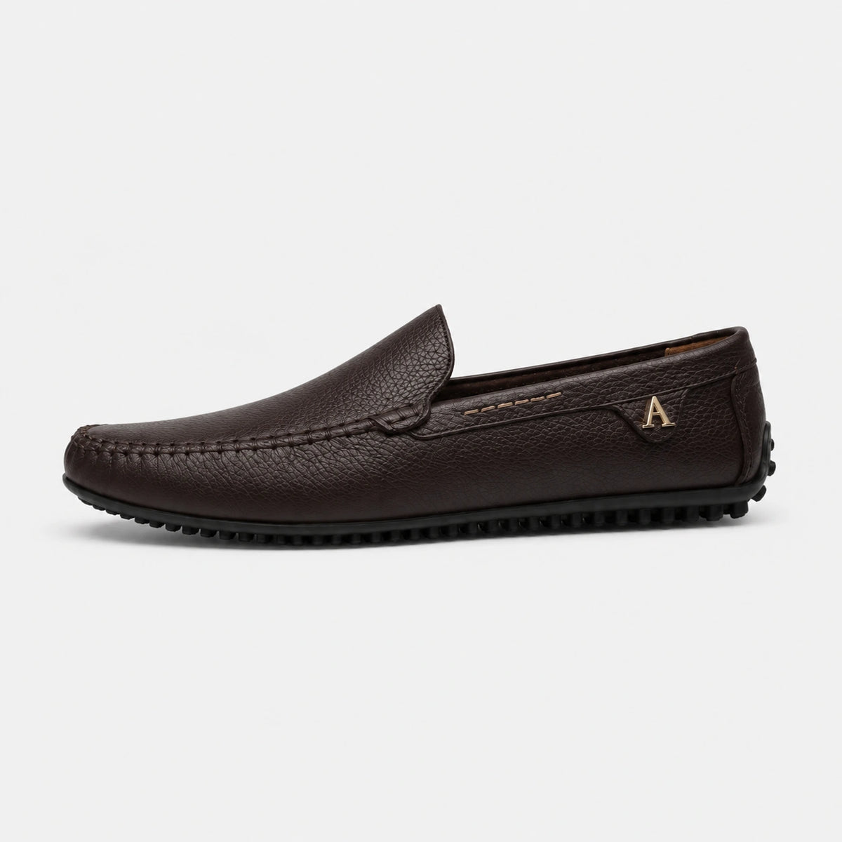 Mocassin en Cuir Marron avec Badge Doré pour Bateau Homme | Bernard