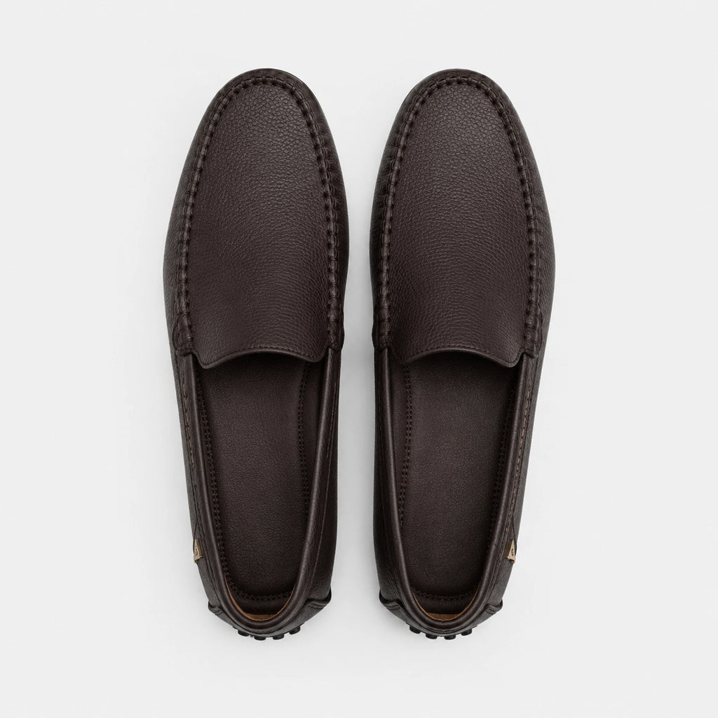 Mocassin en Cuir Marron avec Badge Doré pour Bateau Homme | Bernard