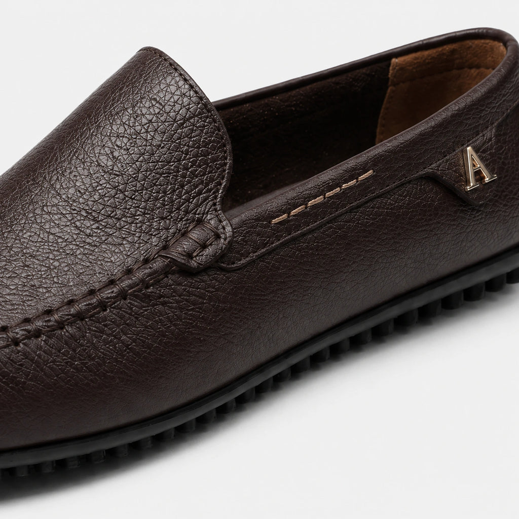 Mocassin en Cuir Marron avec Badge Doré pour Bateau Homme | Bernard