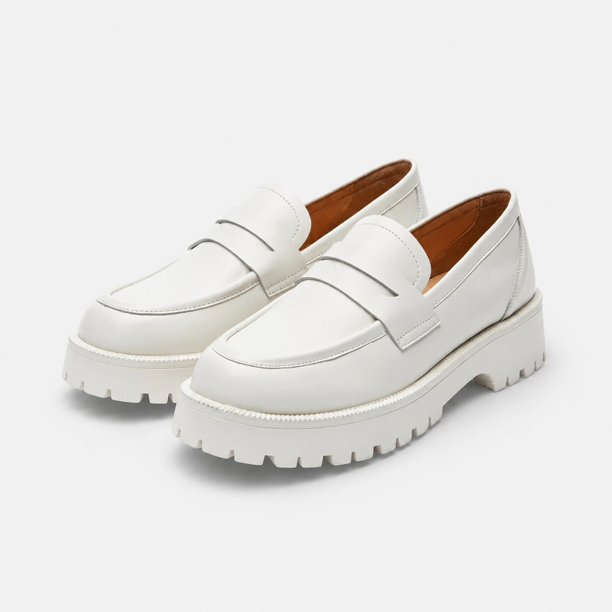 Mocassin Plateforme en Cuir Blanc pour Femme | Chloé