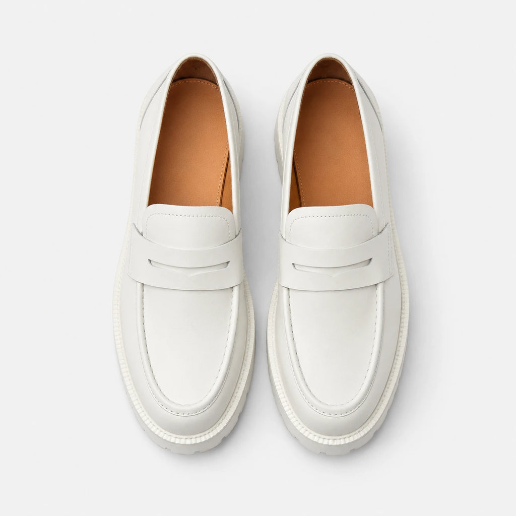 Mocassin Plateforme en Cuir Blanc pour Femme | Chloé