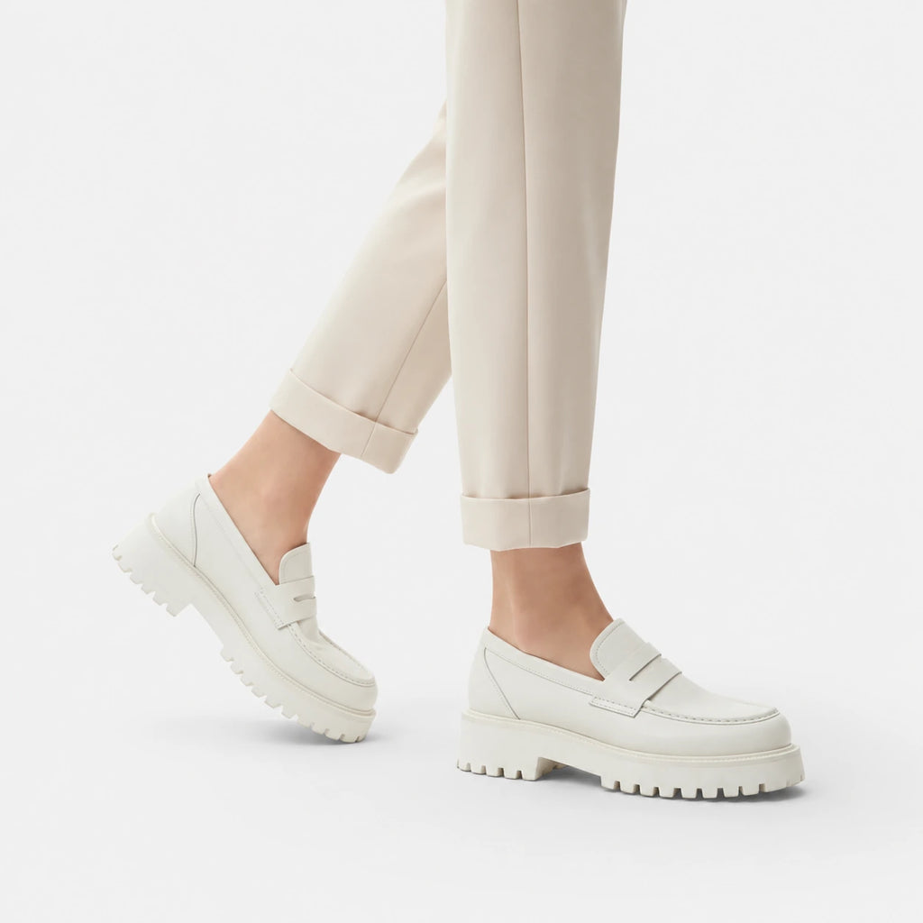 Mocassin Plateforme en Cuir Blanc pour Femme | Chloé