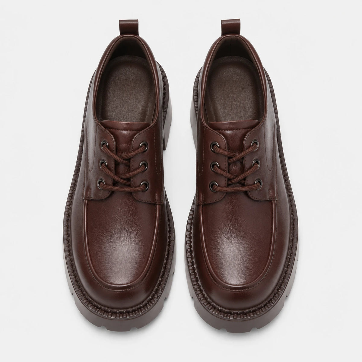 Mocassin Plateforme Cuir Marron à Lacet et Talon Femme | Clara