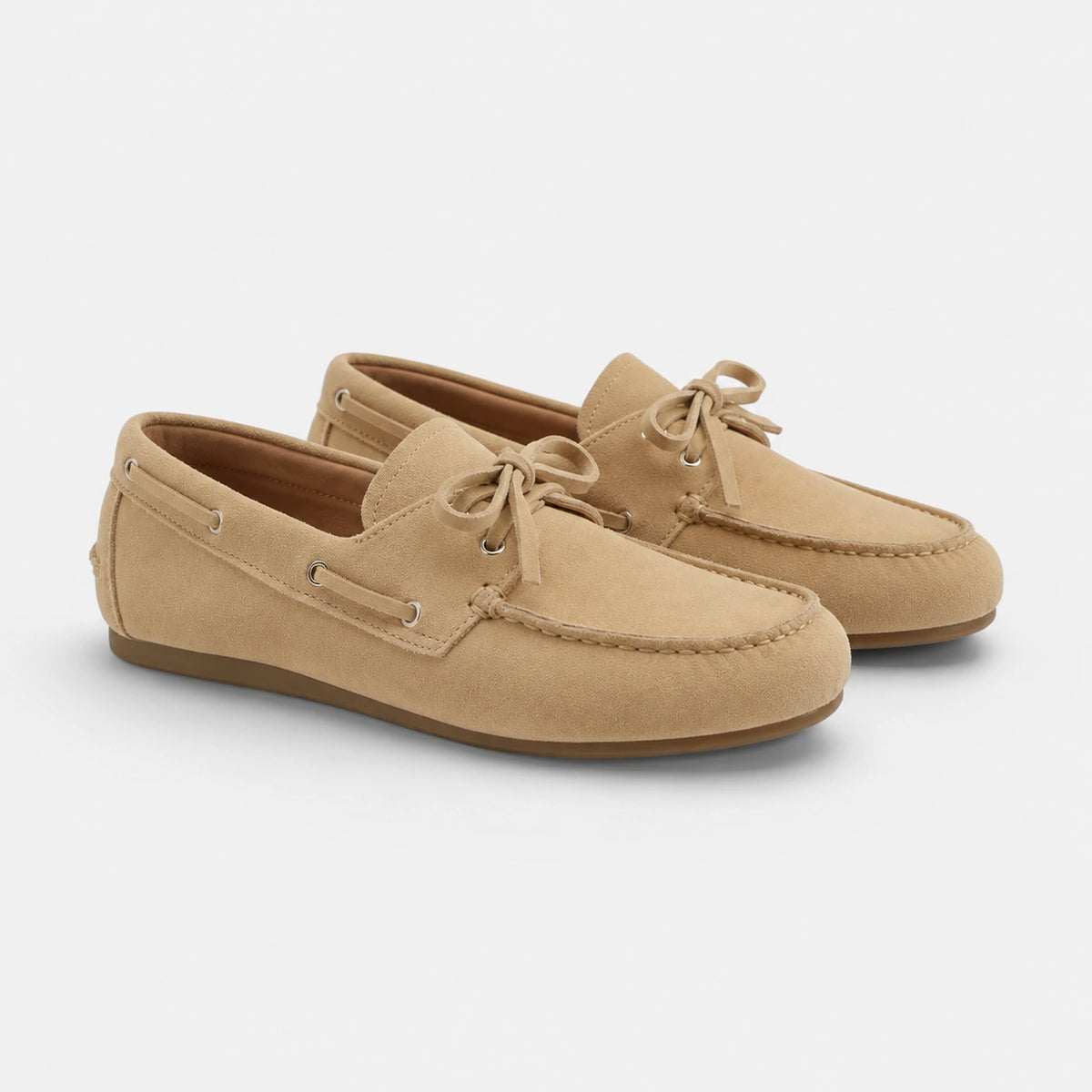 Mocassin en Daim Beige à Lacets pour Femme | Clementine