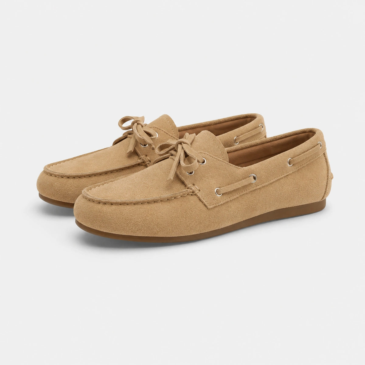 Mocassin en Daim Beige à Lacets pour Femme | Clementine