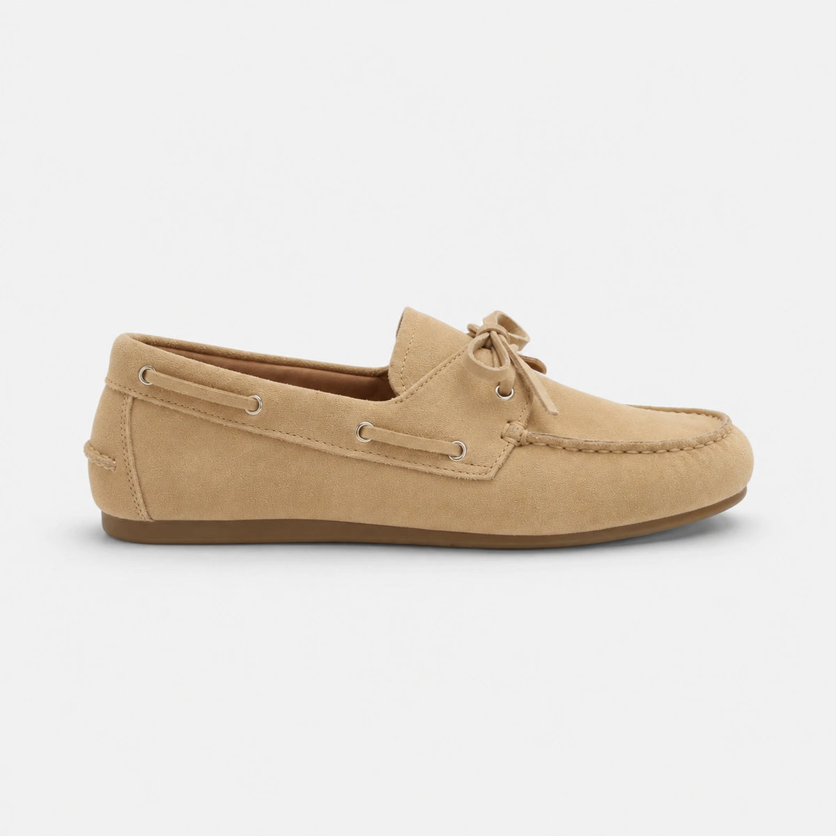Mocassin en Daim Beige à Lacets pour Femme | Clementine