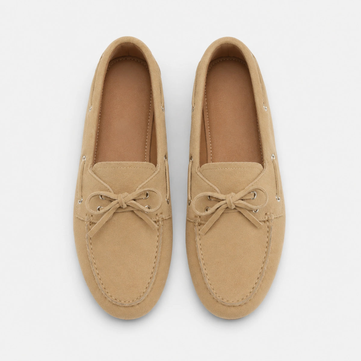 Mocassin en Daim Beige à Lacets pour Femme | Clementine