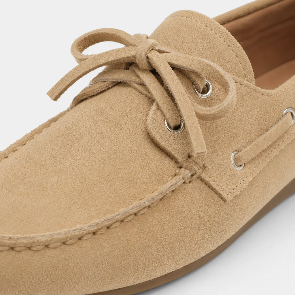 Mocassin en Daim Beige à Lacets pour Femme | Clementine