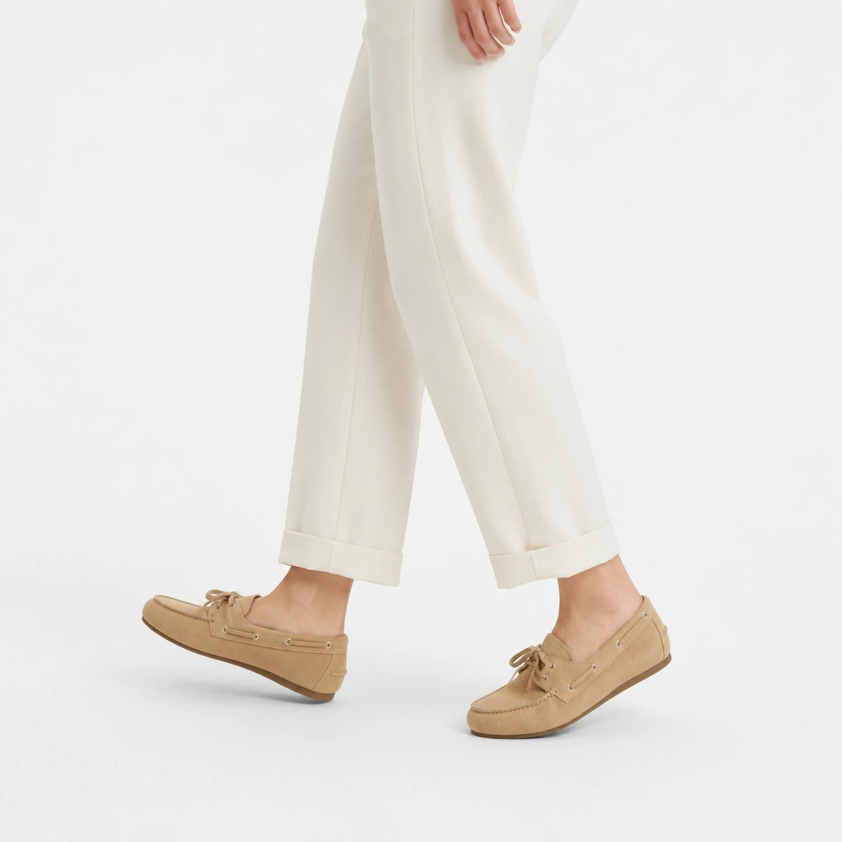 Mocassin en Daim Beige à Lacets pour Femme | Clementine