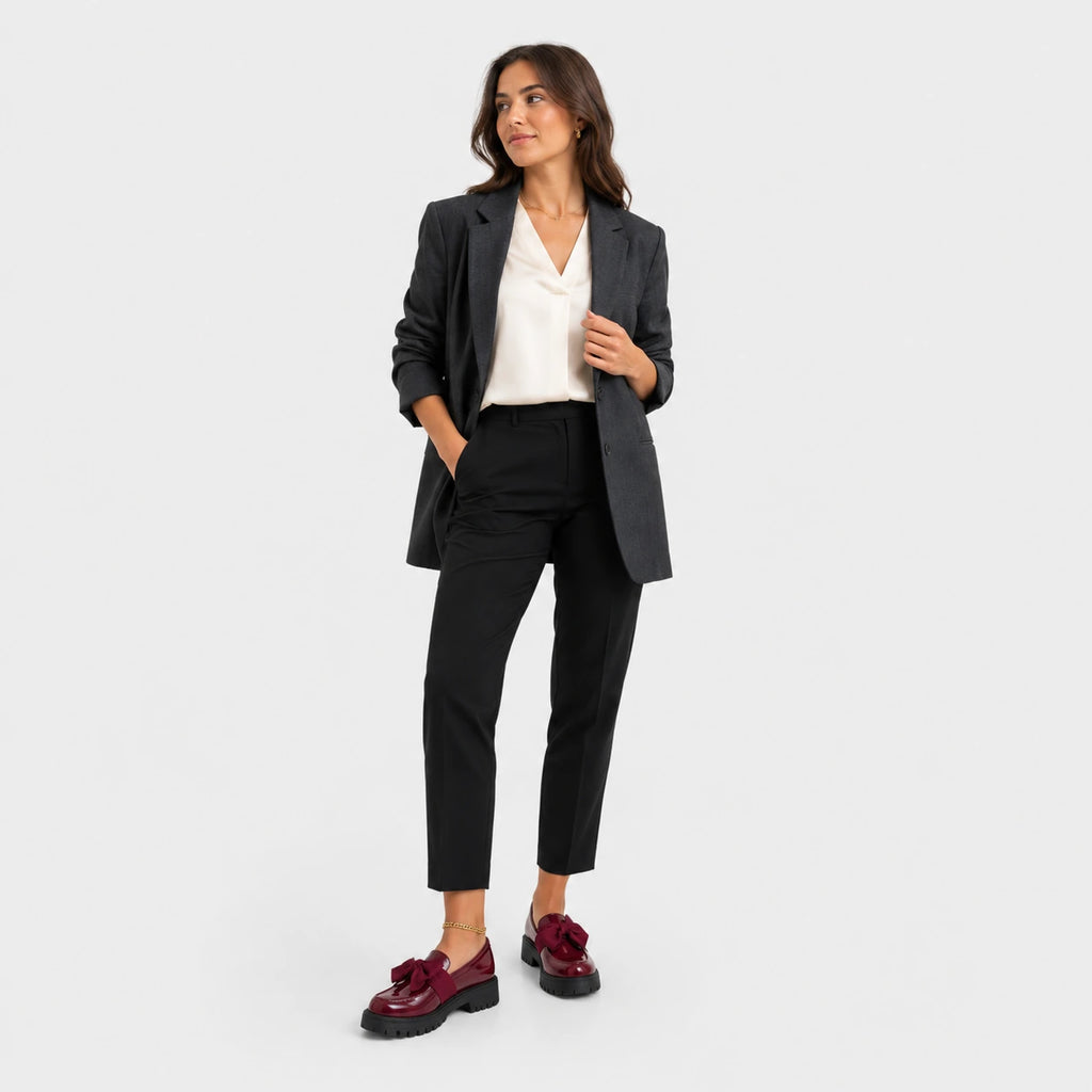 Mocassin Compensé Femme Bordeaux Vernis avec Nœud Papillon | Elina