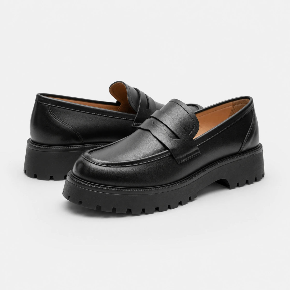 Mocassin Plateforme en Cuir Noir pour Femme | Élise