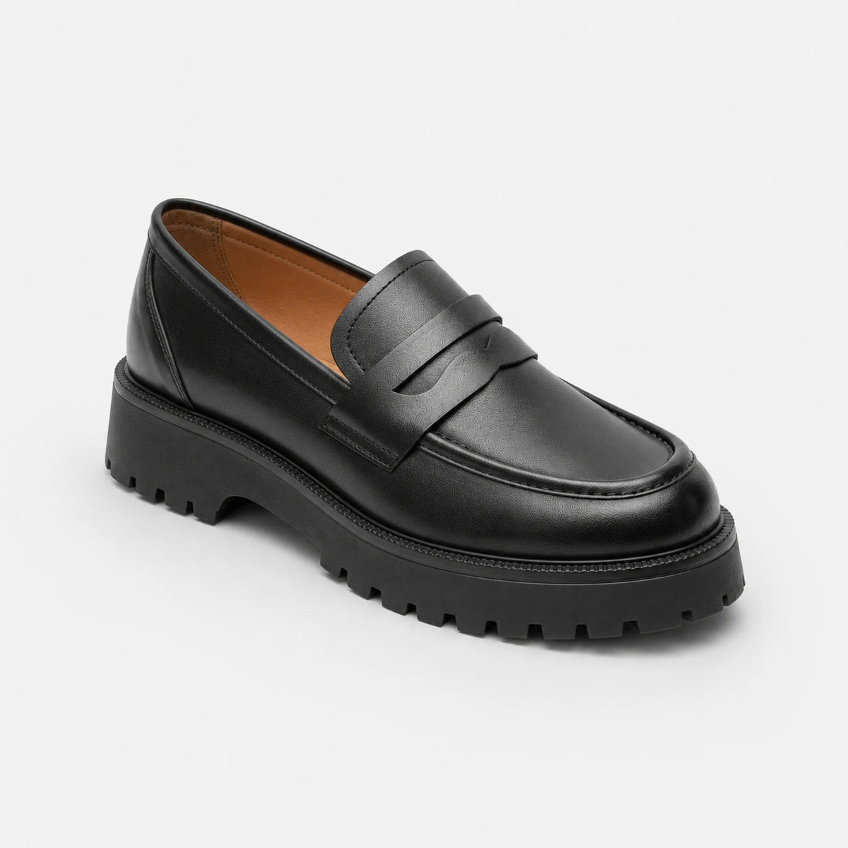Mocassin Plateforme en Cuir Noir pour Femme | Élise