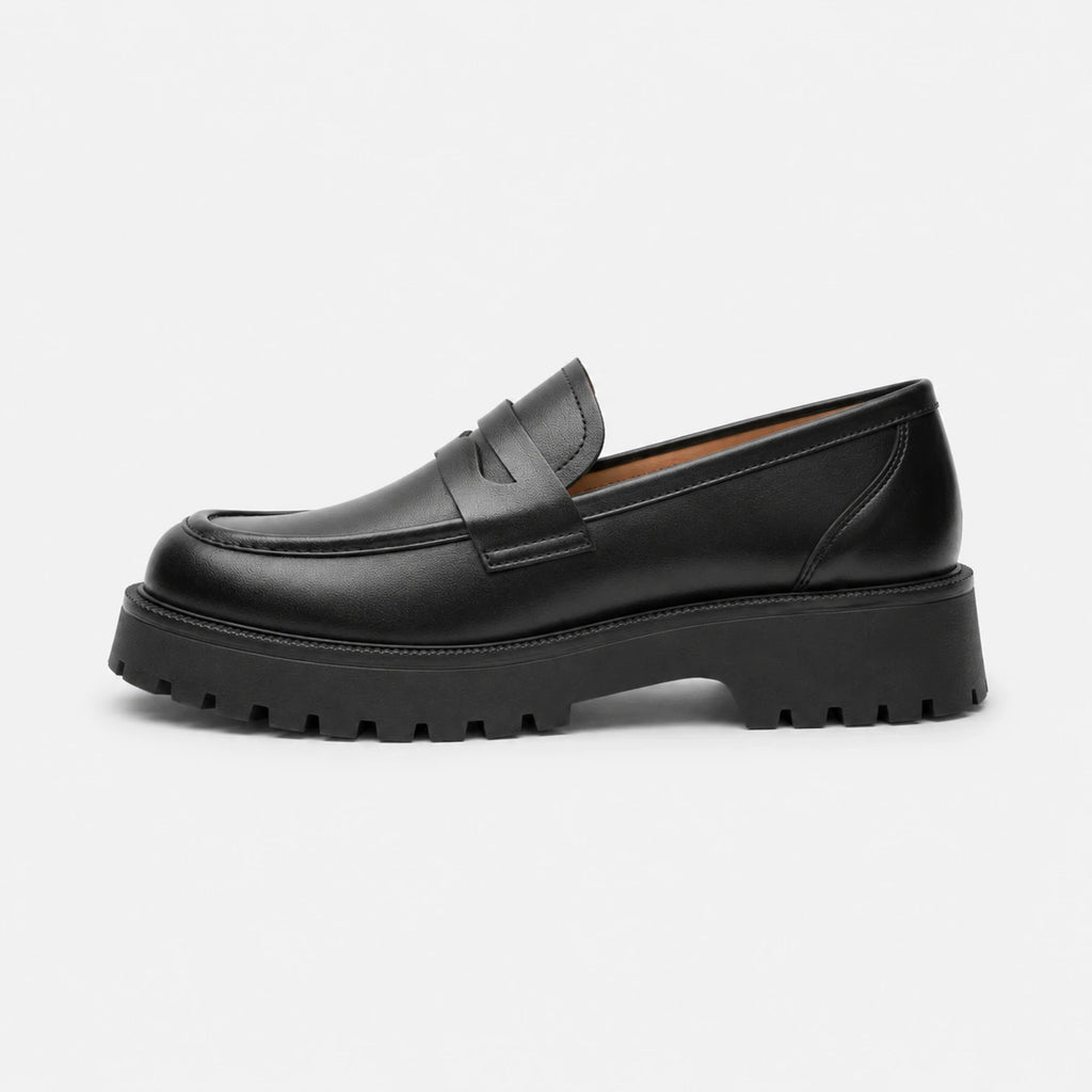 Mocassin Plateforme en Cuir Noir pour Femme | Élise