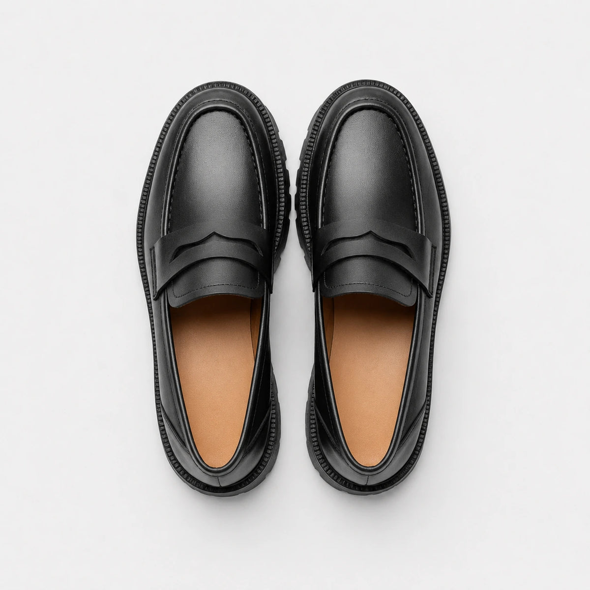 Mocassin Plateforme en Cuir Noir pour Femme | Élise