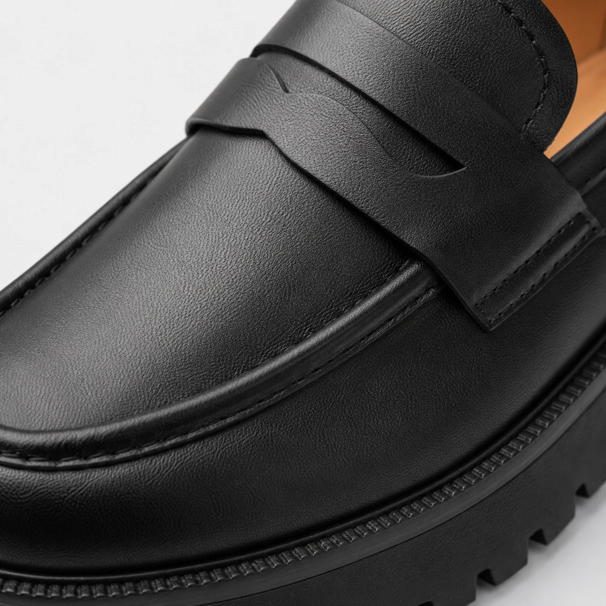 Mocassin Plateforme en Cuir Noir pour Femme | Élise