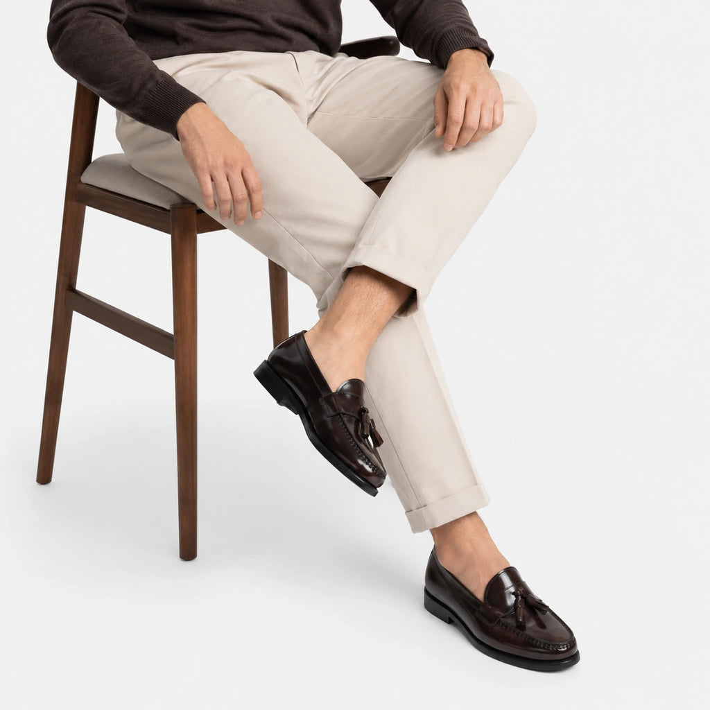 Mocassin en Cuir Vernis Marron Foncé pour Homme à Gland | Estevan
