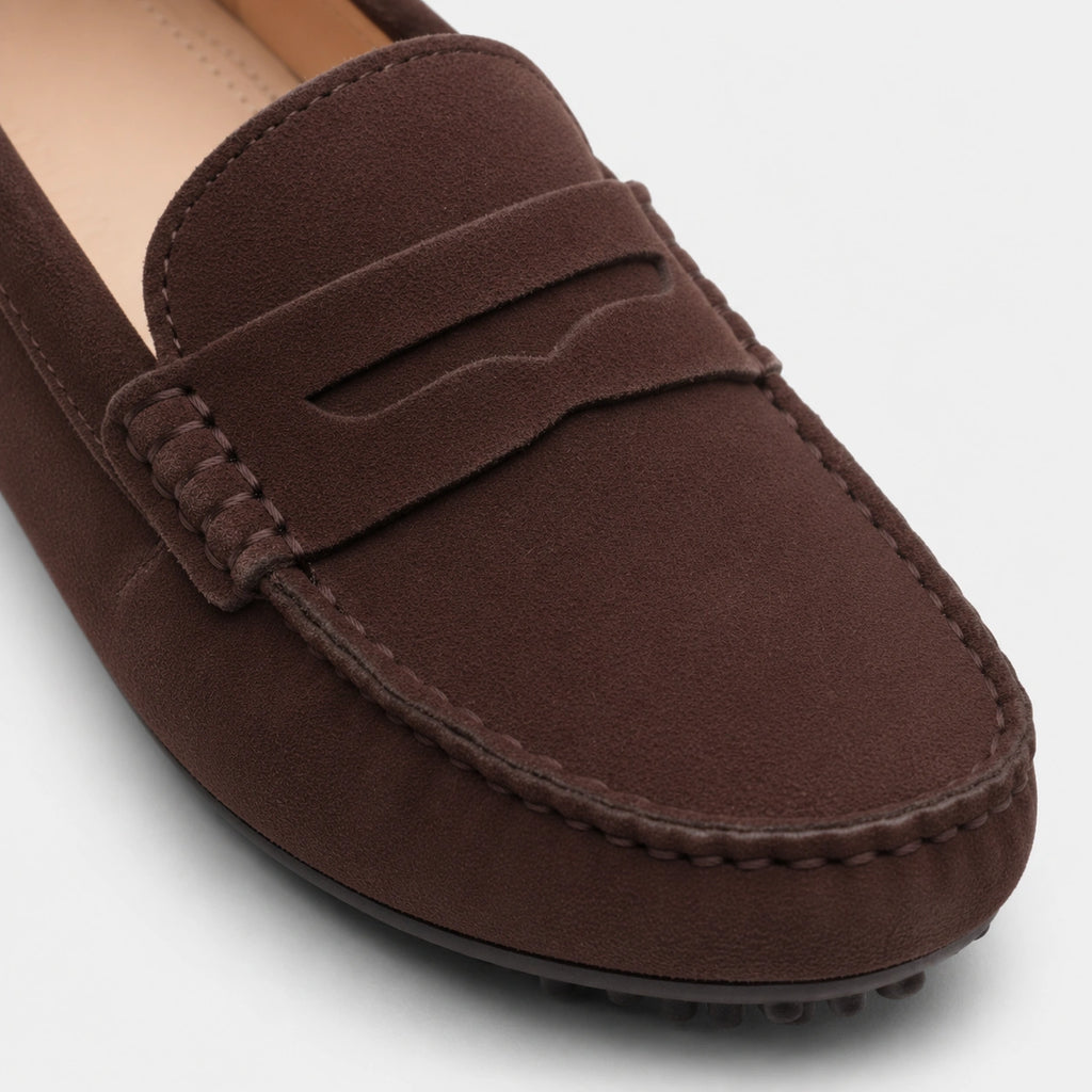 Mocassin en Daim Marron pour Femme | Eva