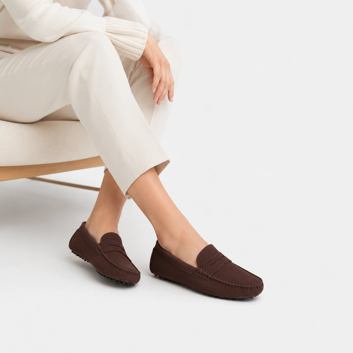 Mocassin en Daim Marron pour Femme | Eva