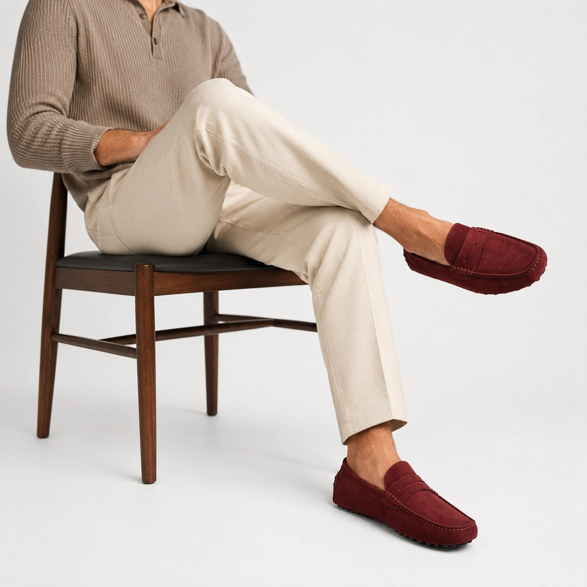 Mocassin Homme Bordeaux Daim | Florent