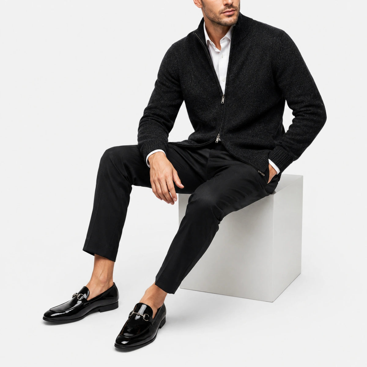 Mocassin en Cuir Noir Vernis Cérémonie Homme | Ismael