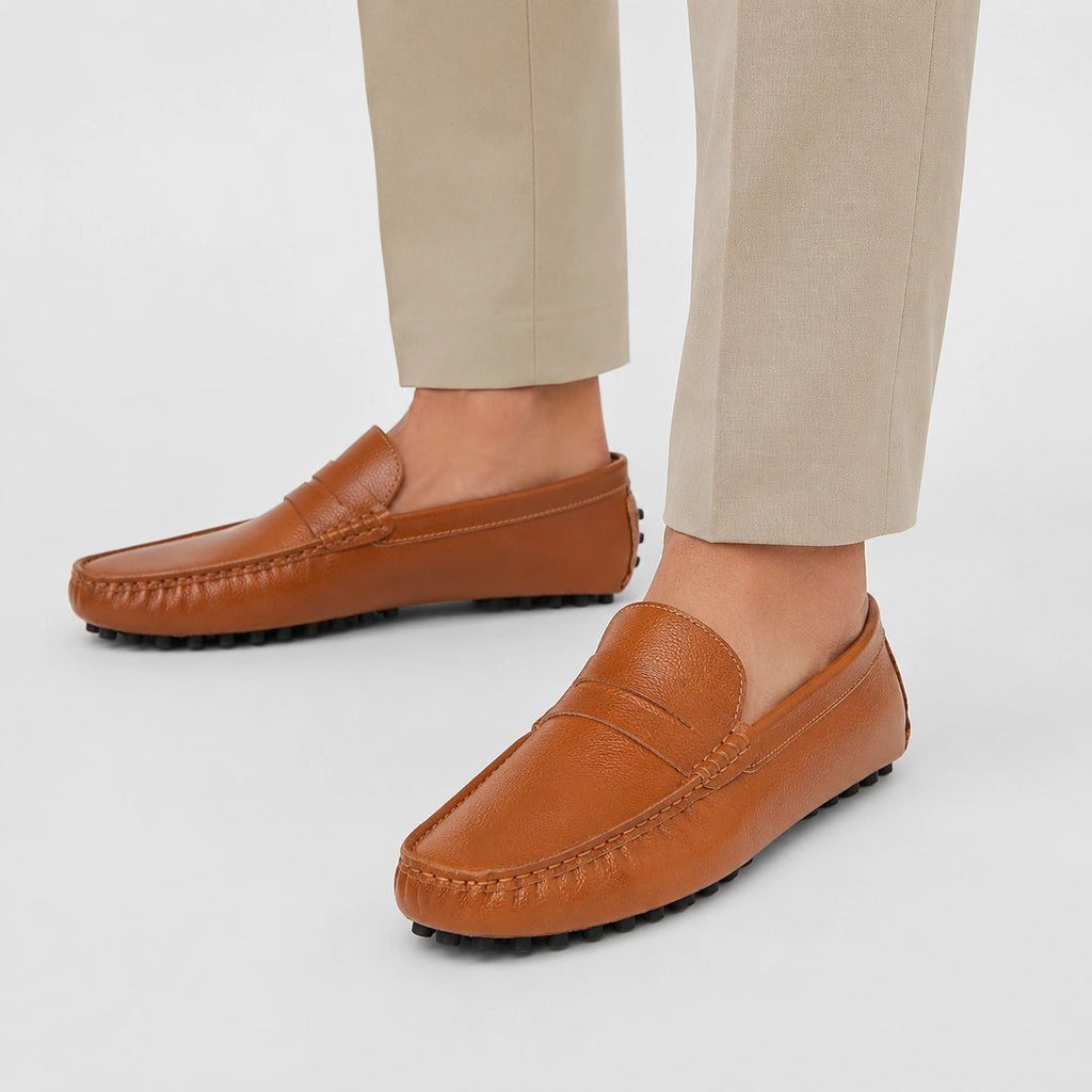 Mocassin en Cuir Vernis Camel Homme | Jacques