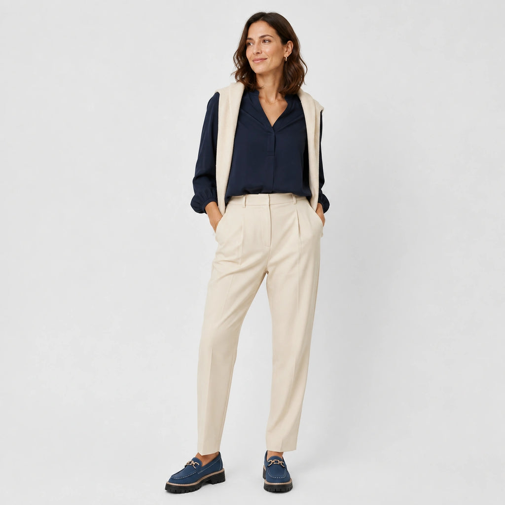 Mocassin en Daim Bleu Marine Chaînette Plateforme pour Femme | Jeanne