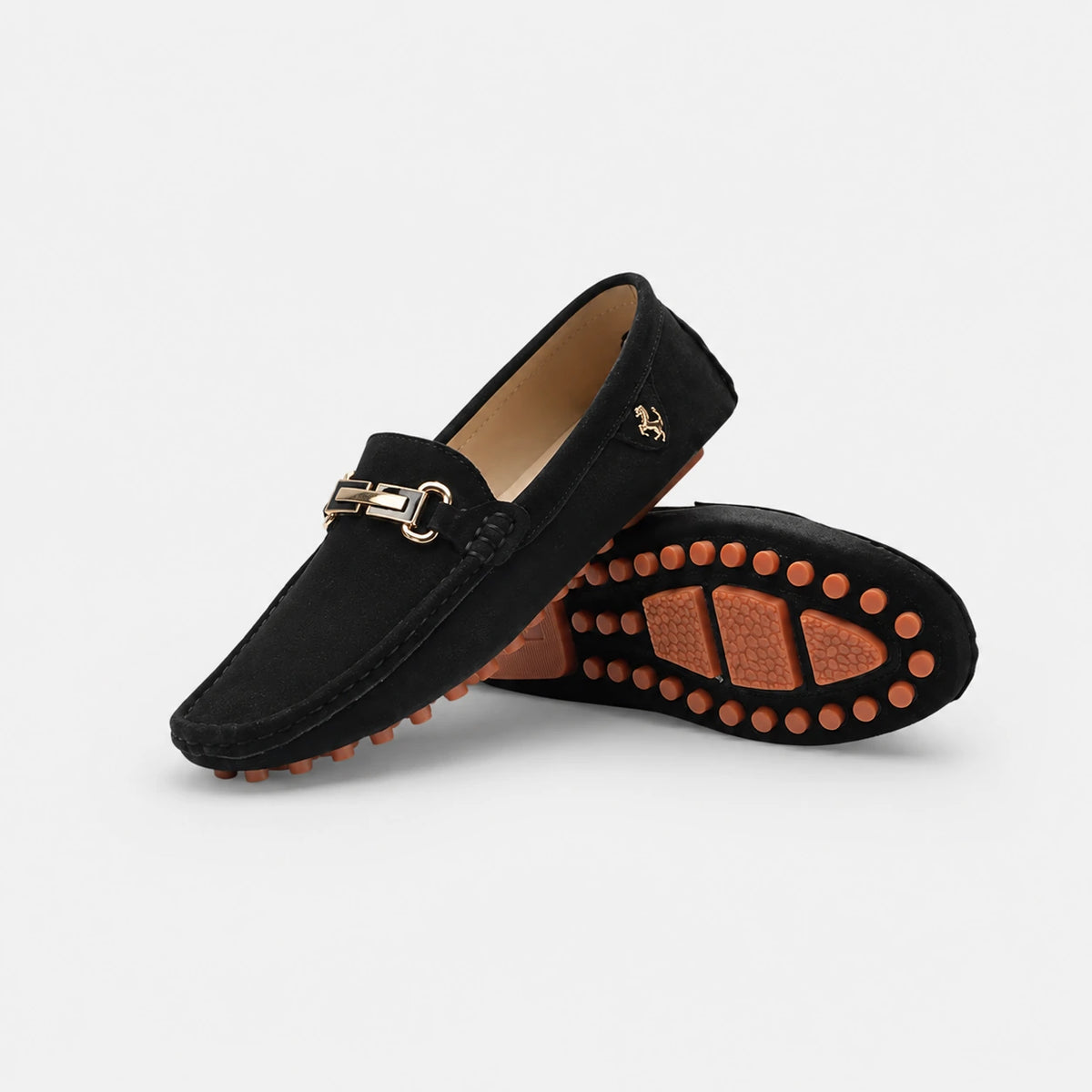 Mocassin Noir Homme Daim avec Broche | Job