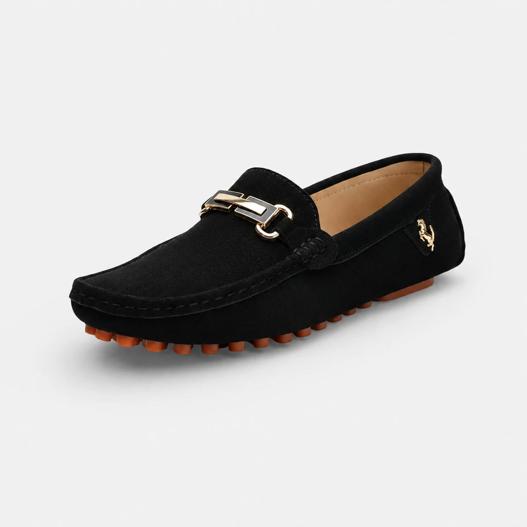Mocassin Noir Homme Daim avec Broche | Job