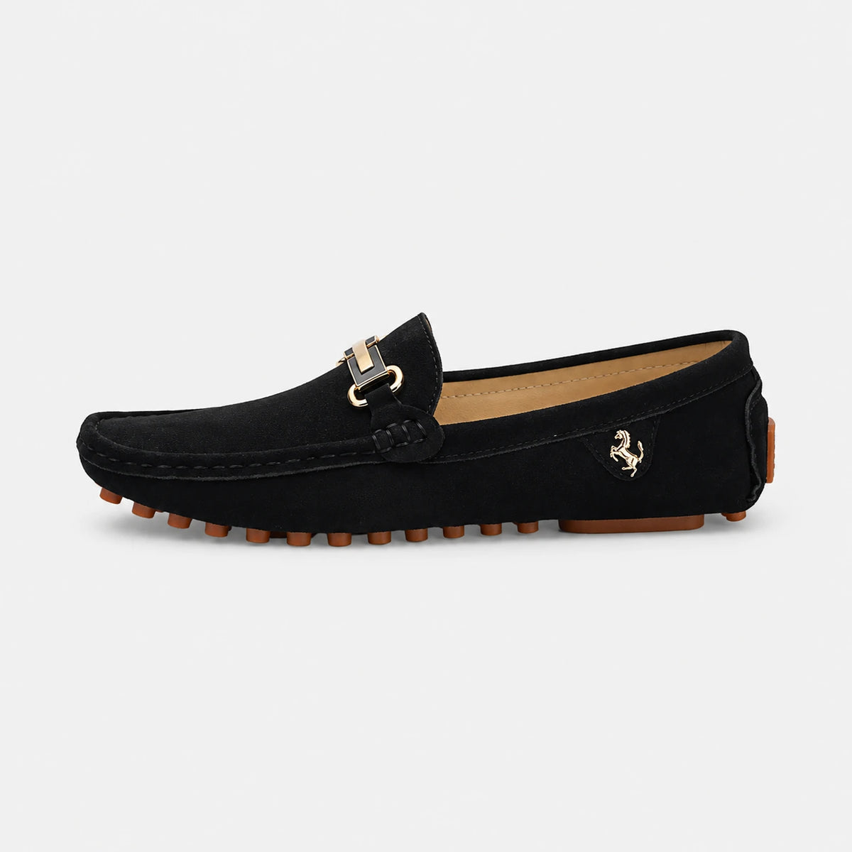 Mocassin Noir Homme Daim avec Broche | Job