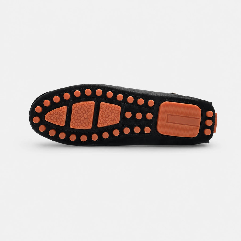 Mocassin Noir Homme Daim avec Broche | Job