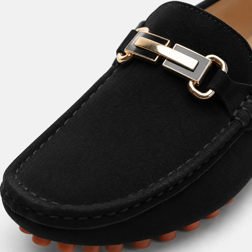 Mocassin Noir Homme Daim avec Broche | Job