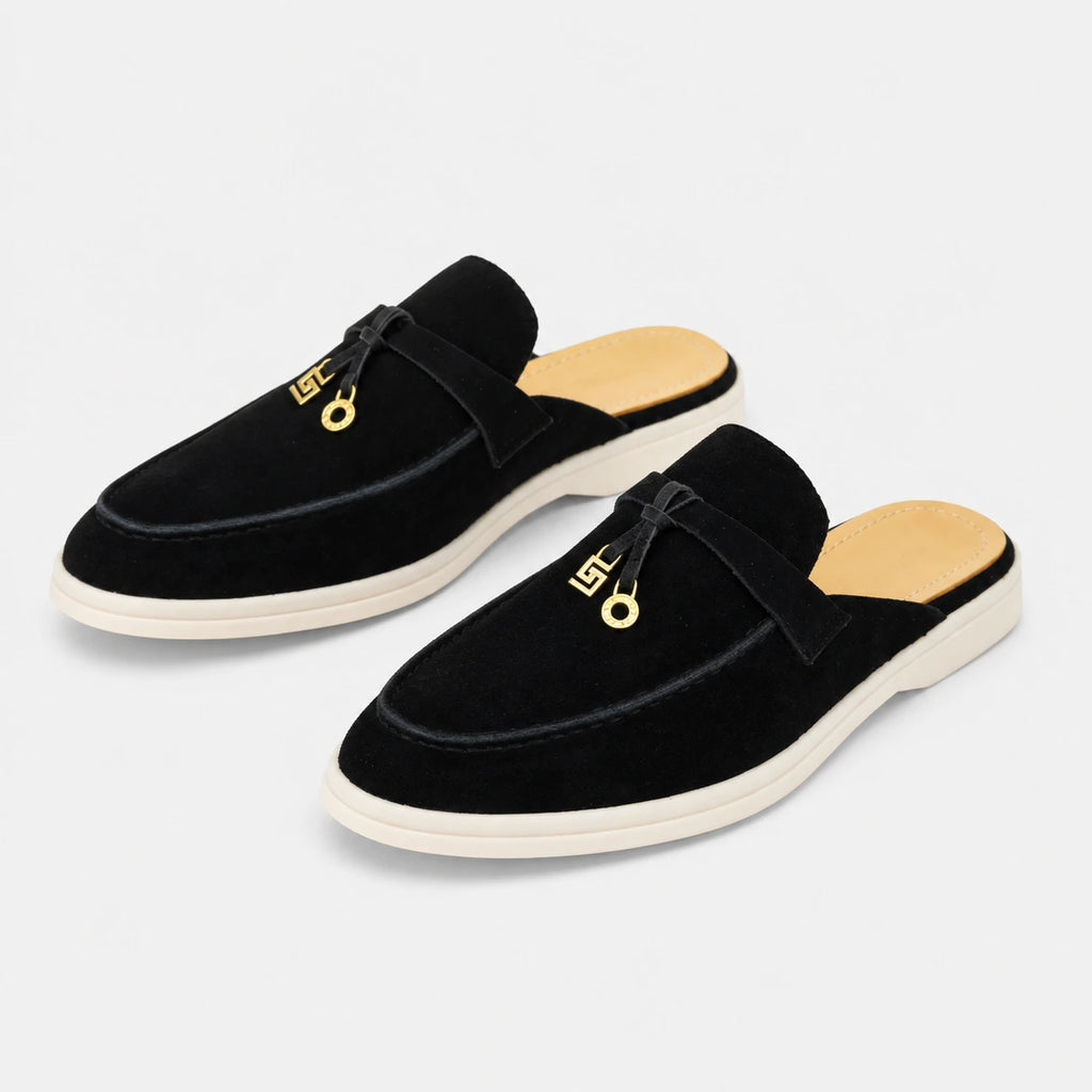 Mocassin Ouvert en Daim Noir | Laura