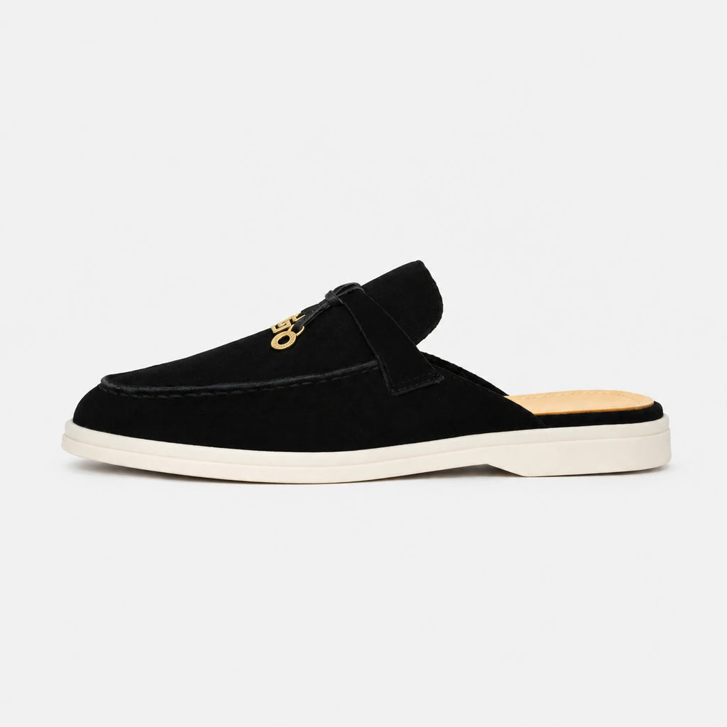 Mocassin Ouvert en Daim Noir | Laura