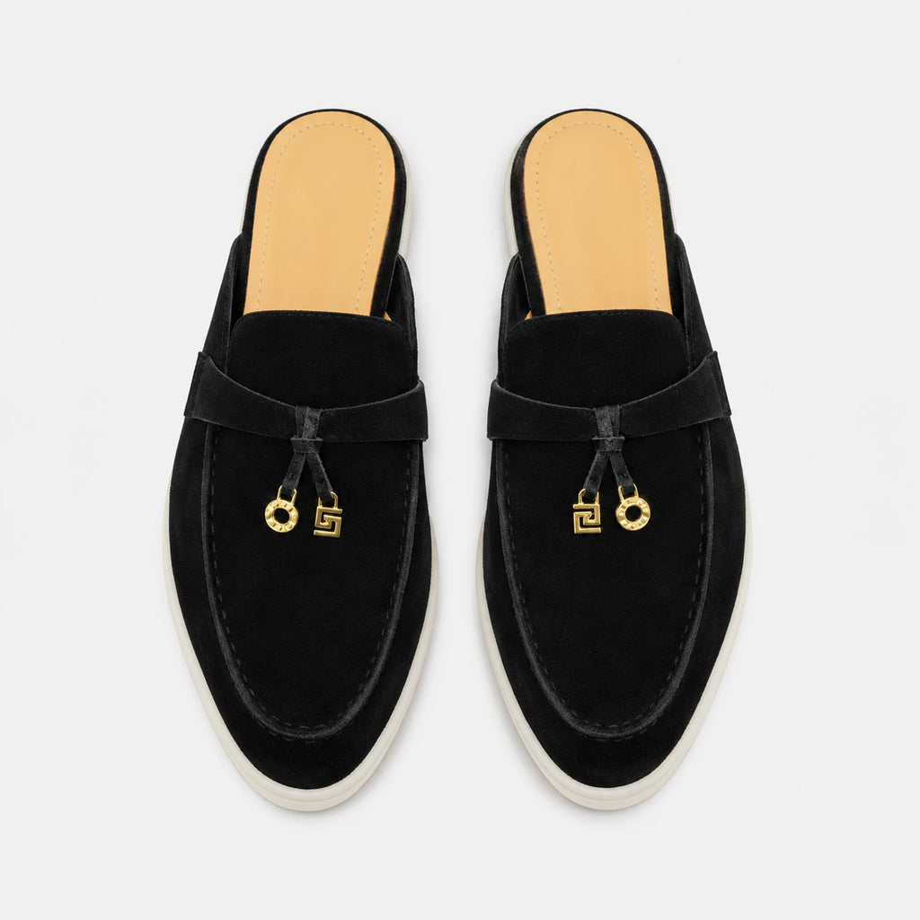 Mocassin Ouvert en Daim Noir | Laura