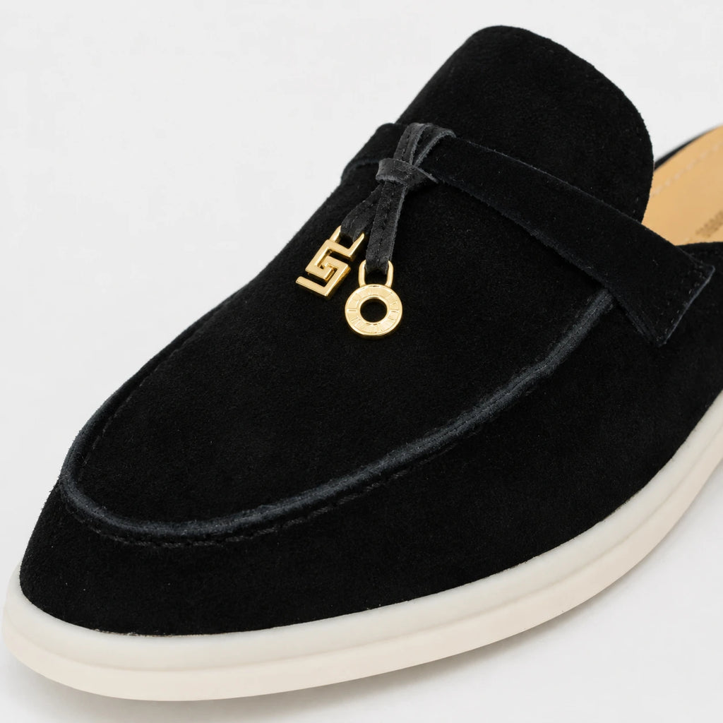 Mocassin Ouvert en Daim Noir | Laura