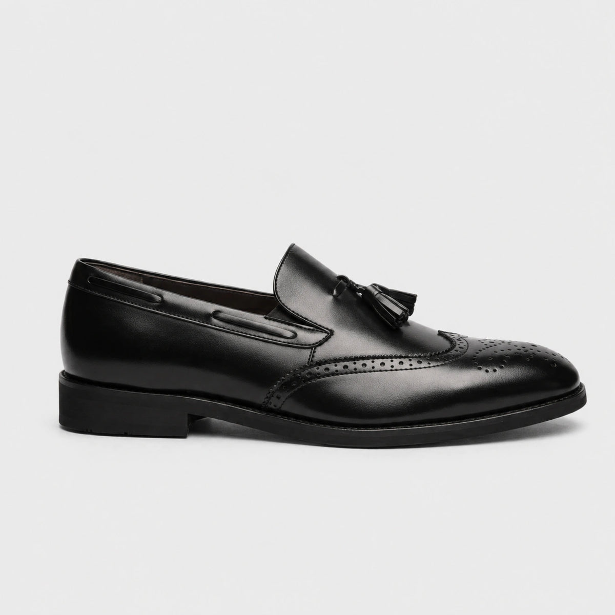 Mocassin en Cuir Vernis à Gland Noir Talon Homme | Lenny