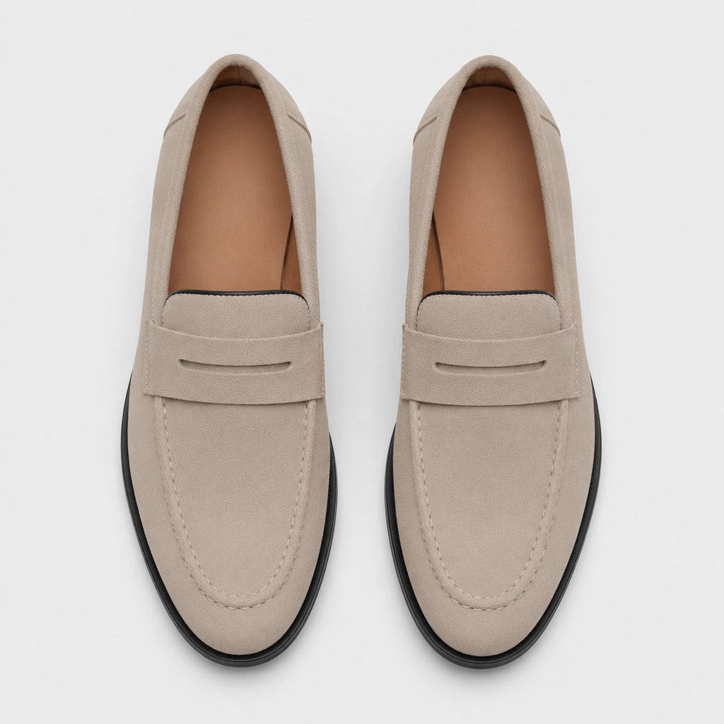 Mocassin en Daim Beige à Talon pour Homme | Leonard