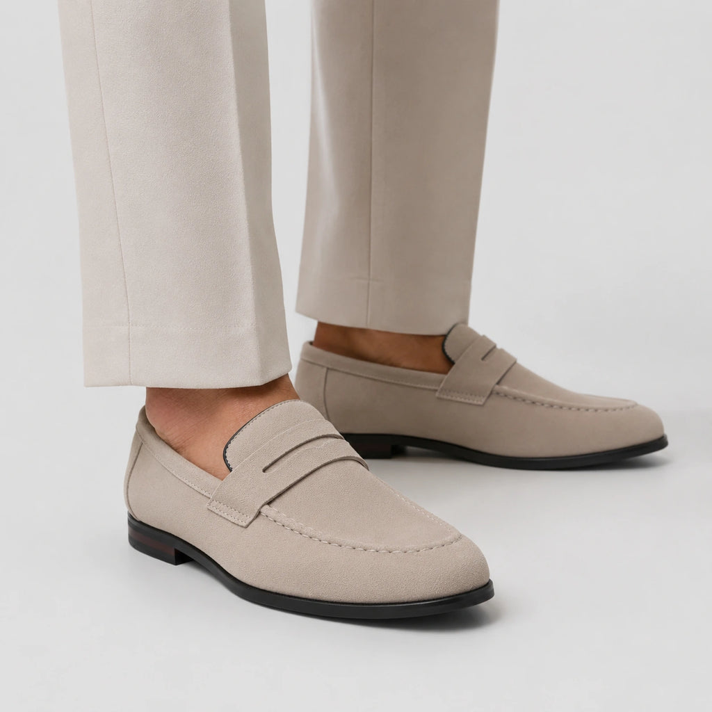 Mocassin en Daim Beige à Talon pour Homme | Leonard