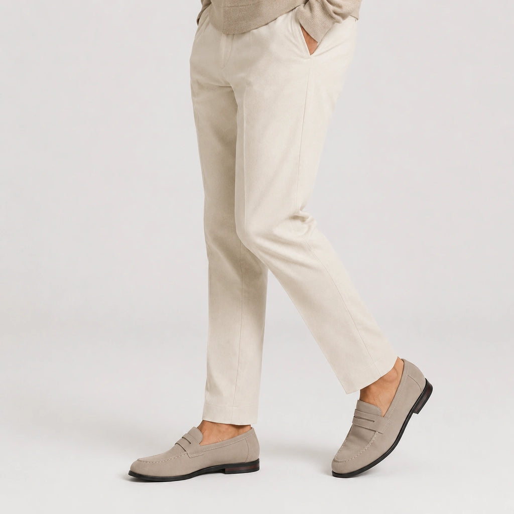 Mocassin en Daim Beige à Talon pour Homme | Leonard