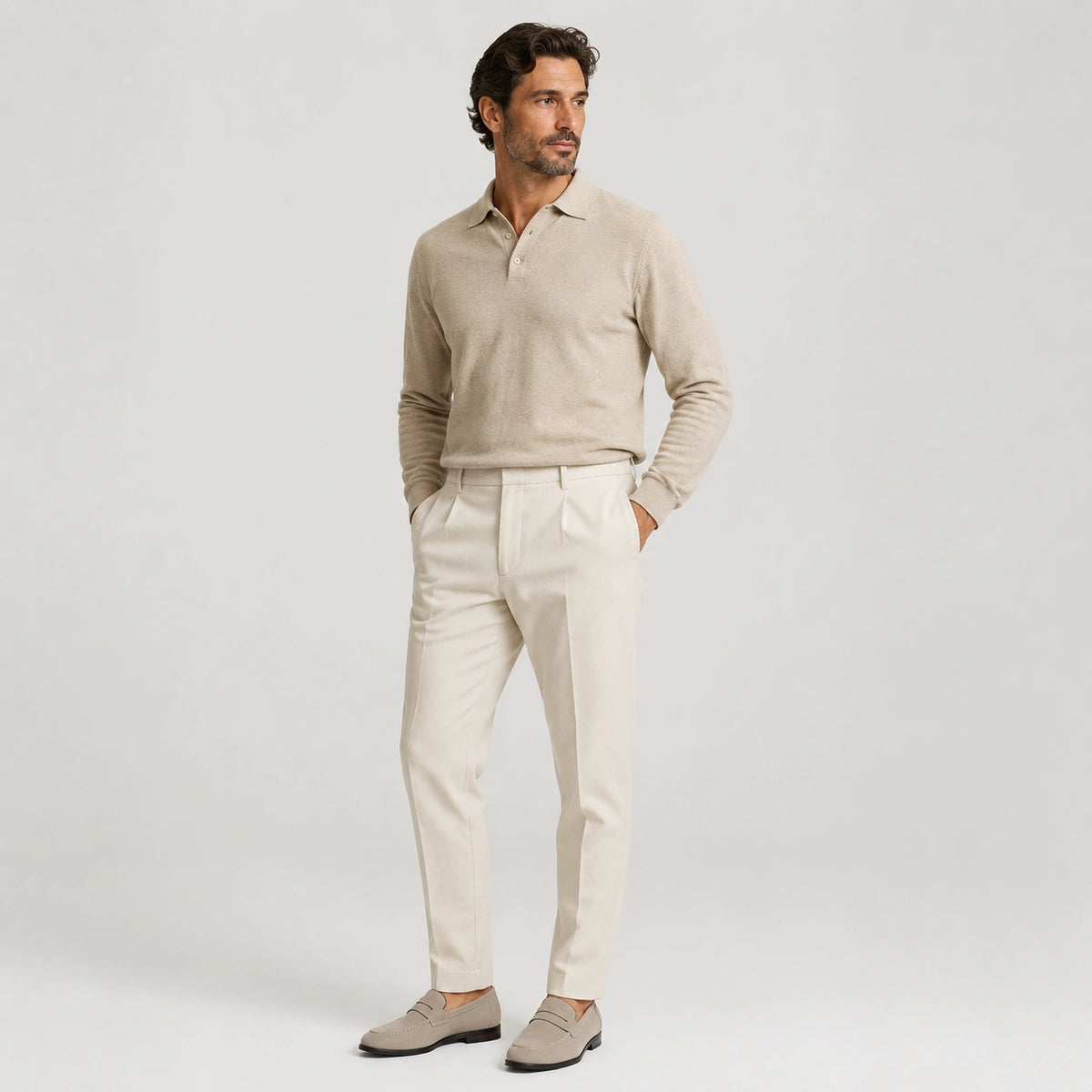 Mocassin en Daim Beige à Talon pour Homme | Leonard
