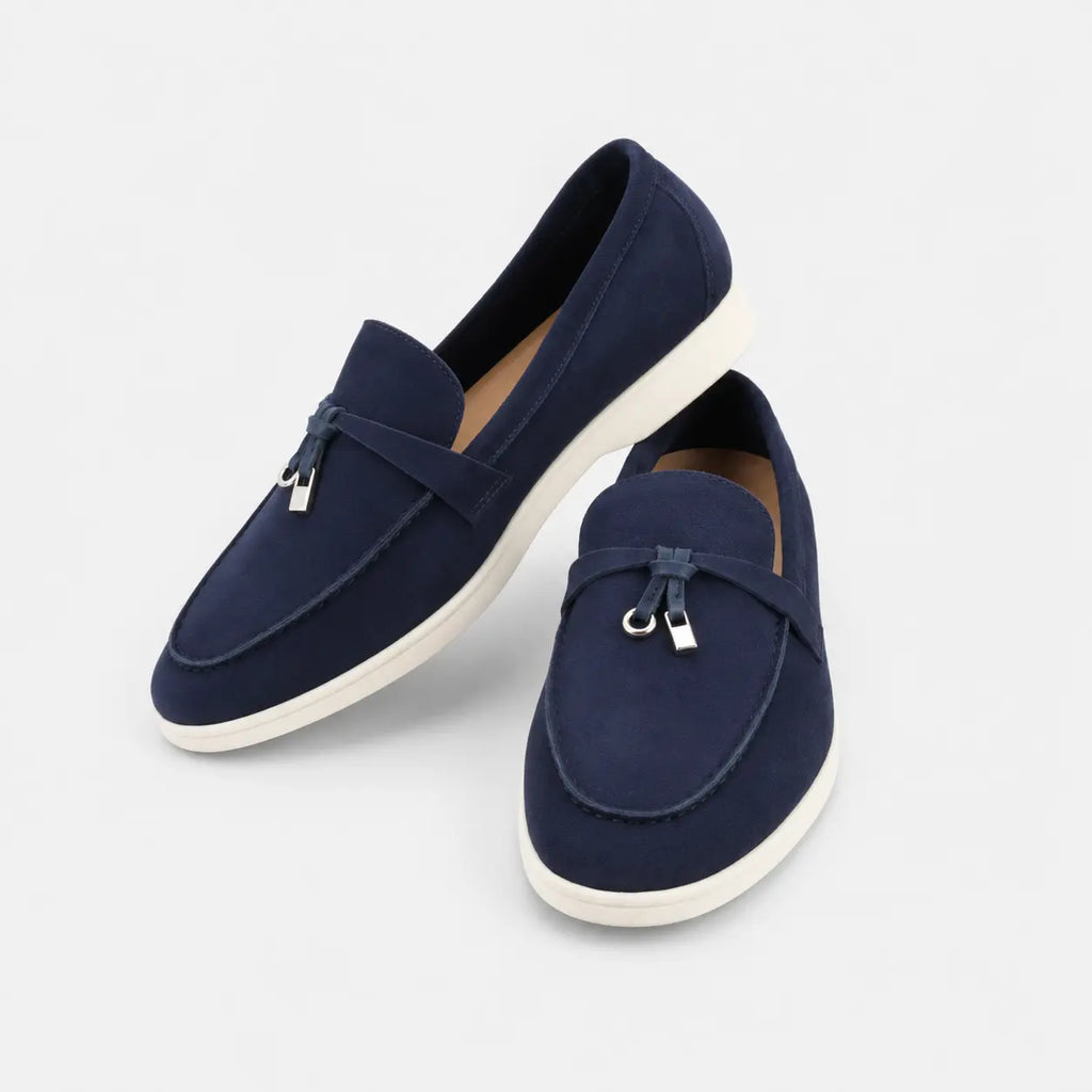 Mocassins à Glands en Daim Bleu Marine | Lison
