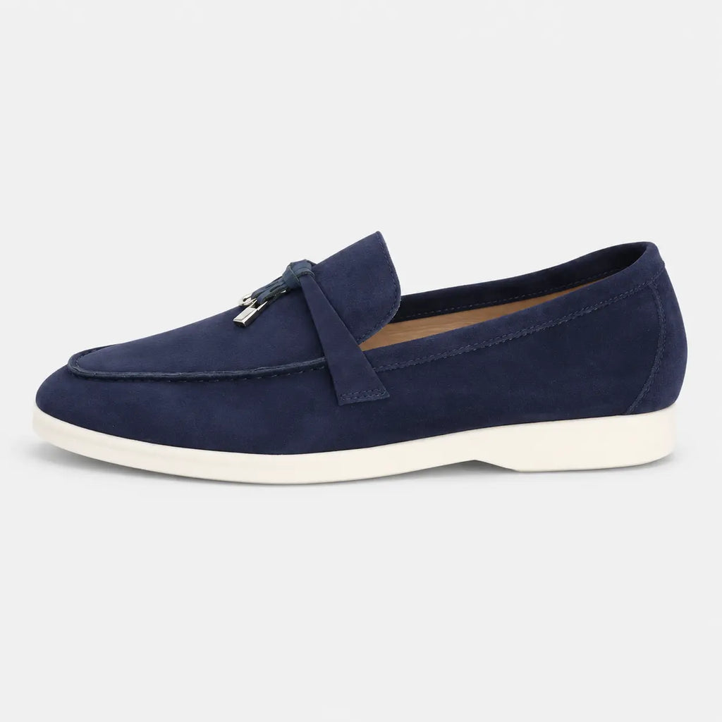 Mocassins à Glands en Daim Bleu Marine | Lison