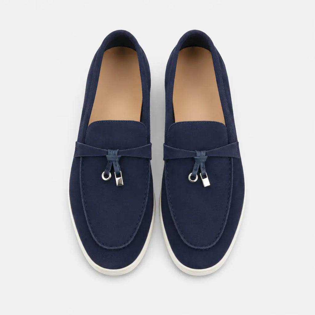 Mocassins à Glands en Daim Bleu Marine | Lison